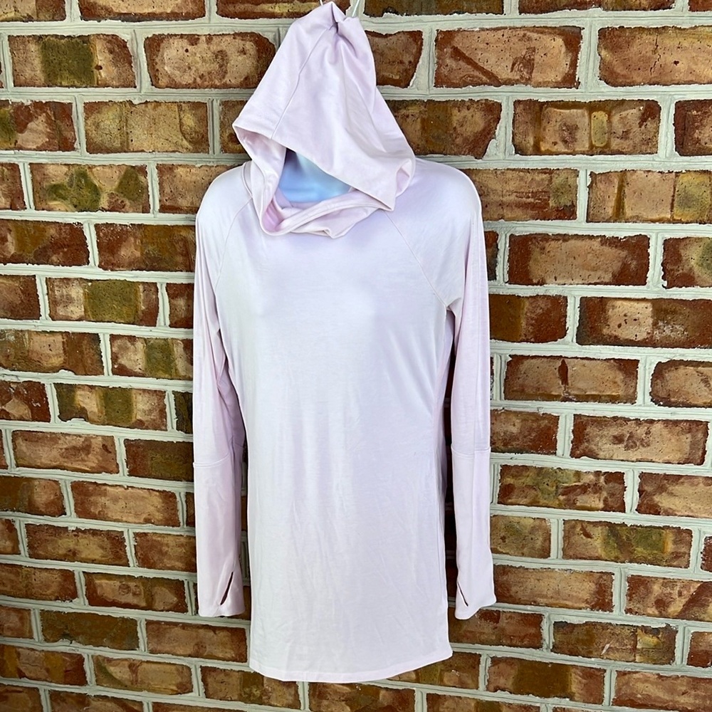 Athleta Light Hooded Long Sleeve stretch active Top size small